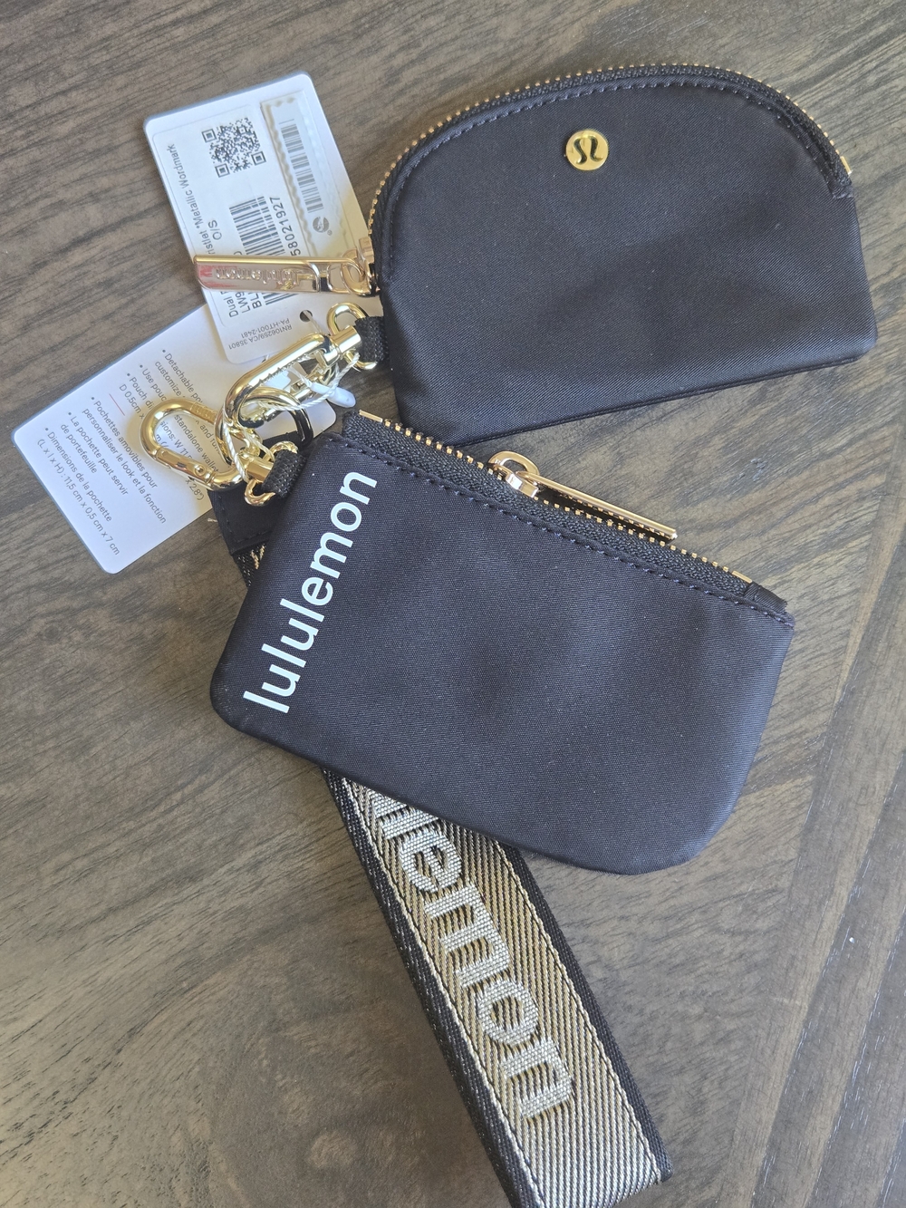 Lululemon Black Key Pouch Set with Gold Hardware